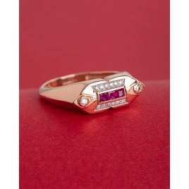 0,41 ct Diamant & Rubin-Ring