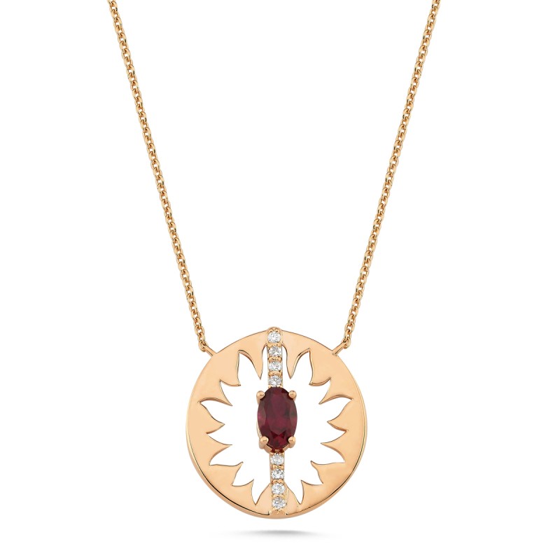 0,57 ct Diamant & Rubin Halskette