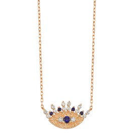 0,34 ct Pırlanta & Safir Kolye