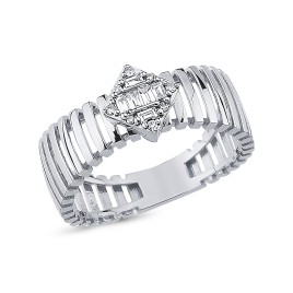 14 Karat Gold Men's Wedding Ring Diagen Diamond - 2